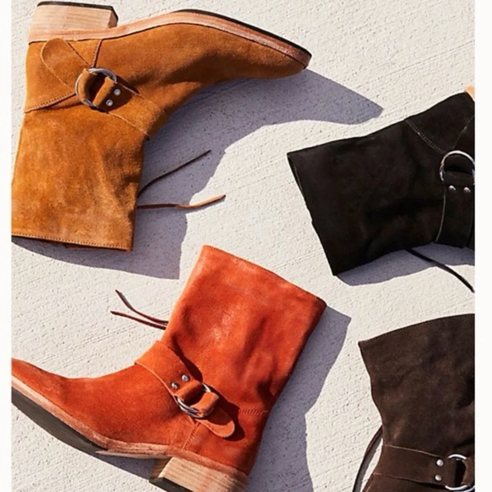 Free People Vienna Distress Suede Ankle Boot in Dark brown Women’s 39 (8.5) - Picture 2 of 13
